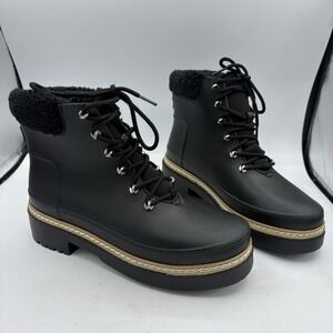 Marc Fisher LTD Rain Boots Womens Size 10 M Fairly Combat Black Ankle Lace